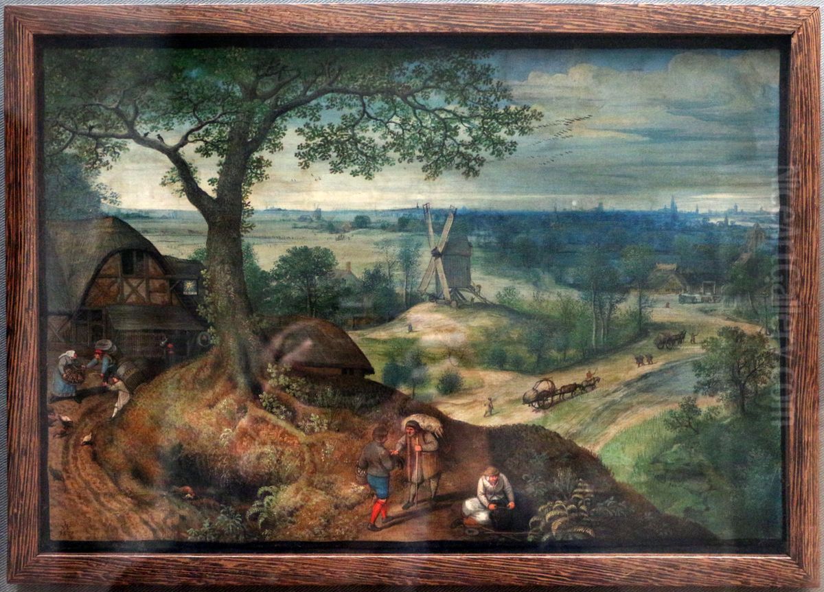 Landschap (1577) Oil Painting by Lucas van Valckenborch