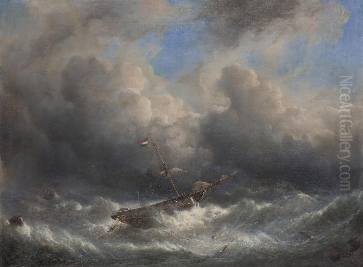 Shipwreck in Storm Oil Painting by Raden Saleh