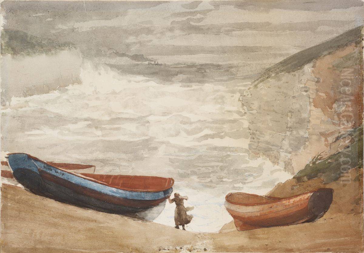 English Coastal Scene Oil Painting by Winslow Homer