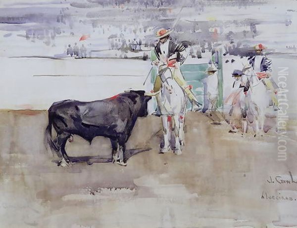 Algeciras Bullring Oil Painting by Joseph Crawhall