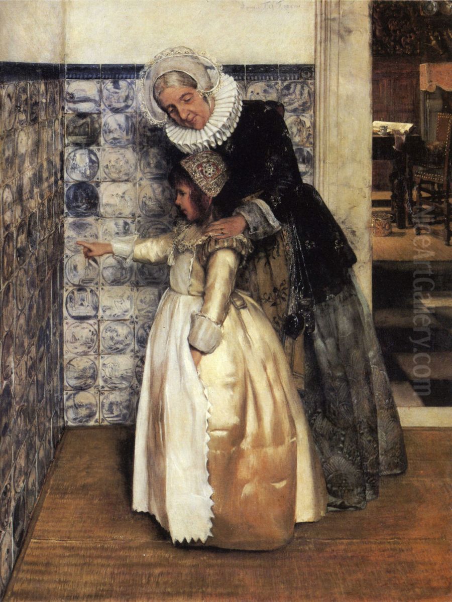 The Bible Lesson Oil Painting by Laura Theresa Alma-Tadema