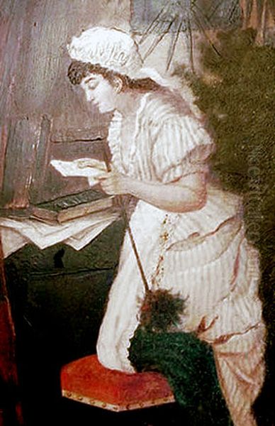 Arrumadeira curiosa Oil Painting by Jose Ferraz De Almeida Junior