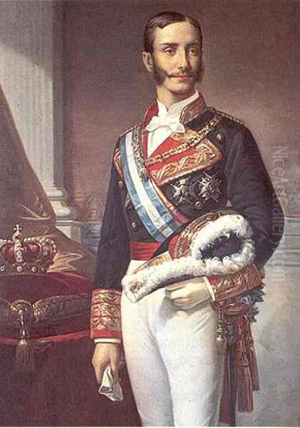 El rey Alfonso XII de Espana Oil Painting by Marcos Hiraldez Acosta