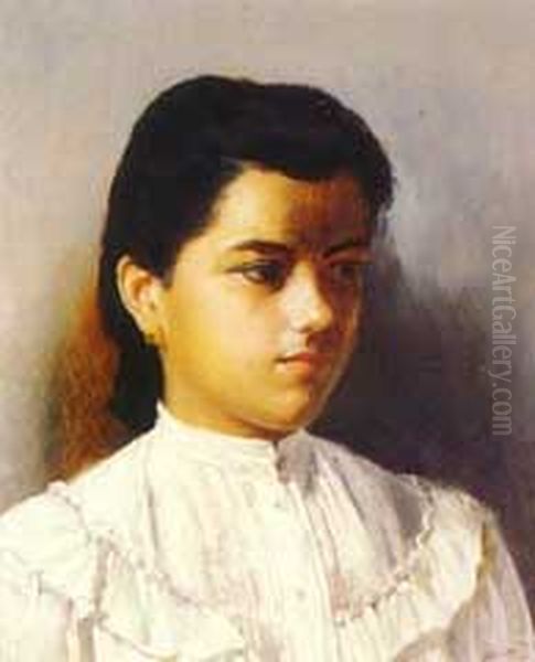 Girl Oil Painting by Jose Ferraz De Almeida Junior