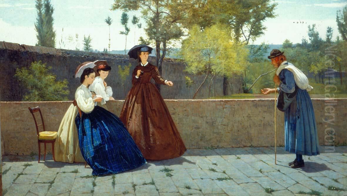 Almsgiving Oil Painting by Silvestro Lega
