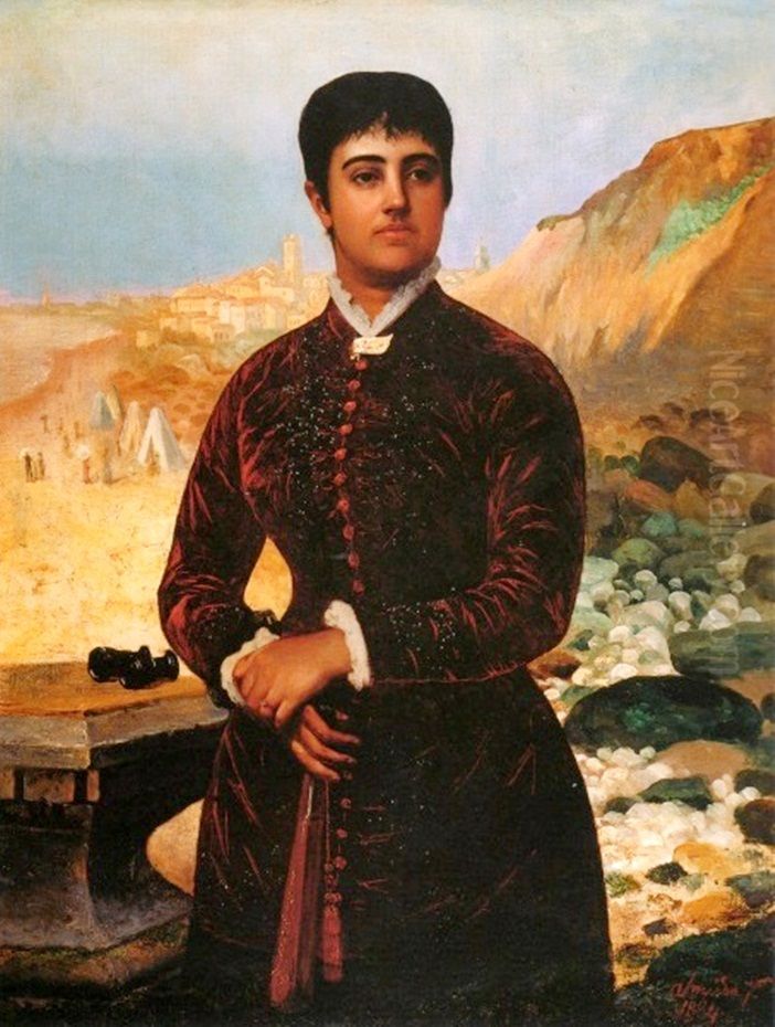 Constanca Maria de Brito Filgueiras de Arruda Botelho Oil Painting by Jose Ferraz De Almeida Junior