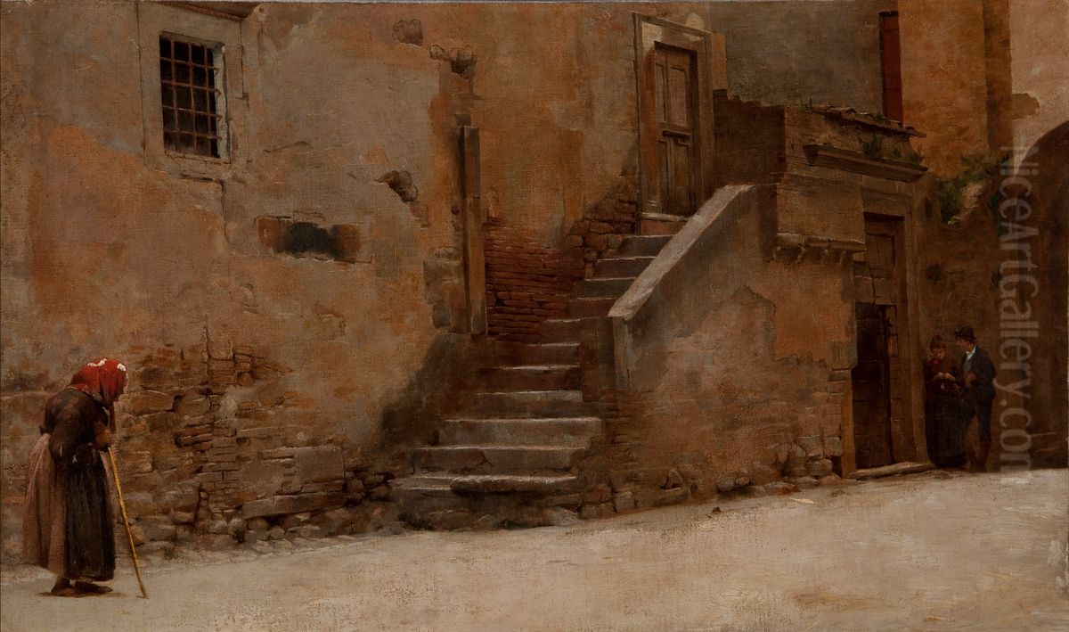 Street in Italy Oil Painting by Belmiro de Almeida