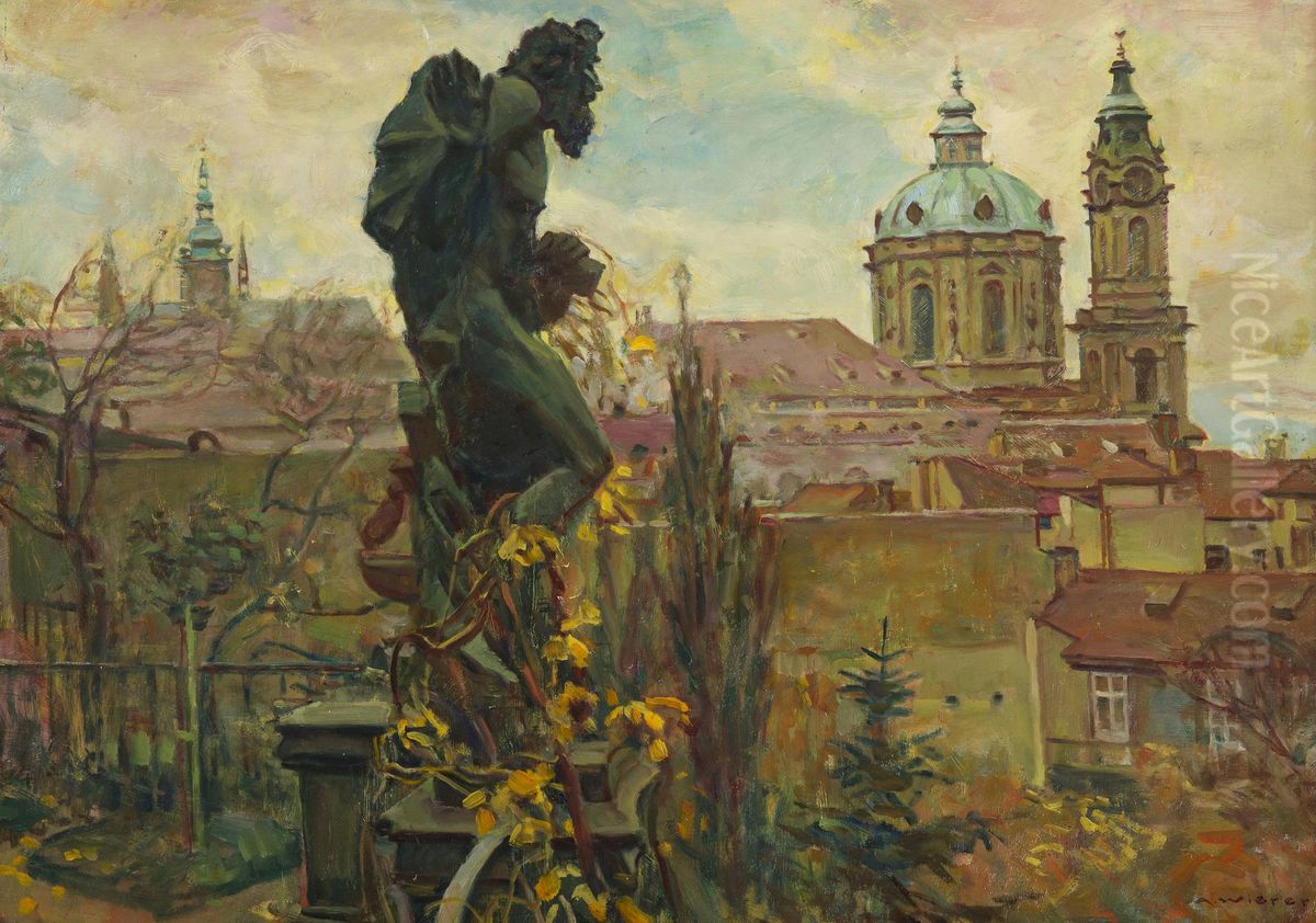 A View of Lesser Town from Vrtbovska Garden Oil Painting by Alois Wierer