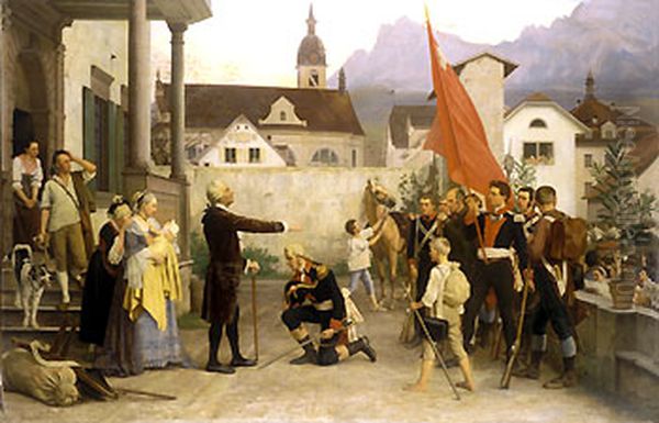 Reding's Farewell Oil Painting by August Weckesser