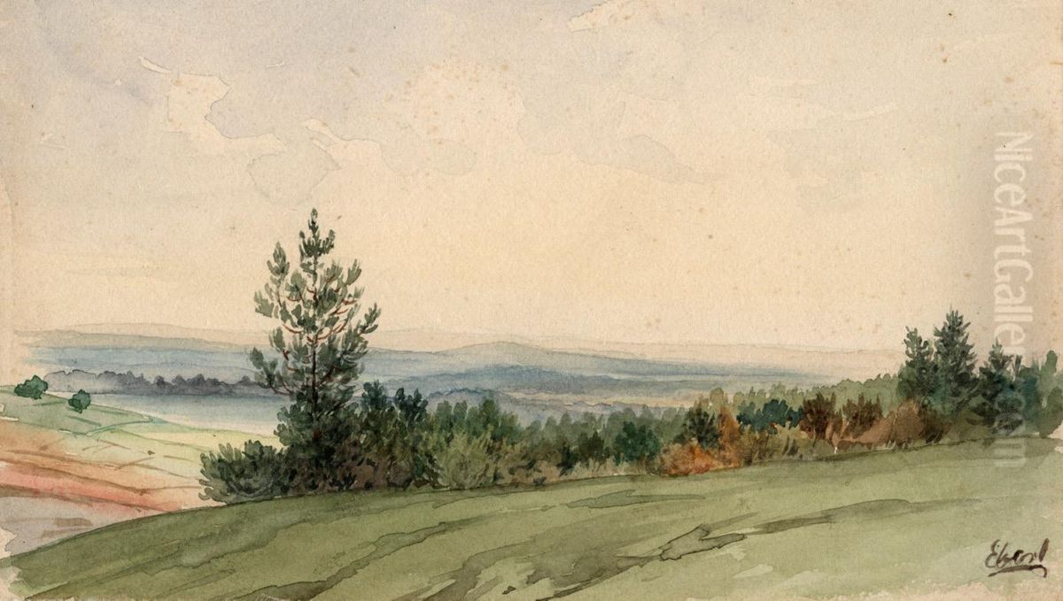 Pokrajina ob Muri Oil Painting by Alojz Eberl