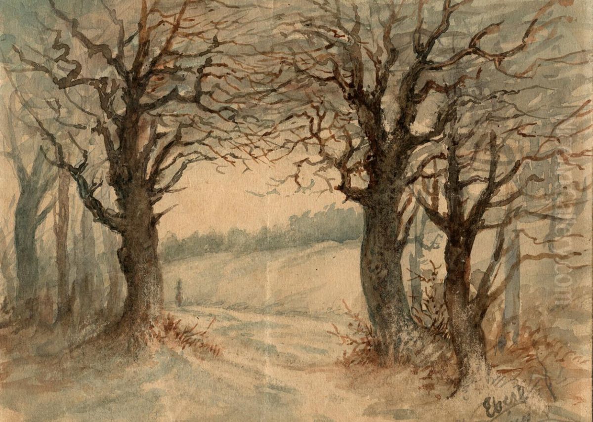 Drevje pri Norsincih Oil Painting by Alojz Eberl