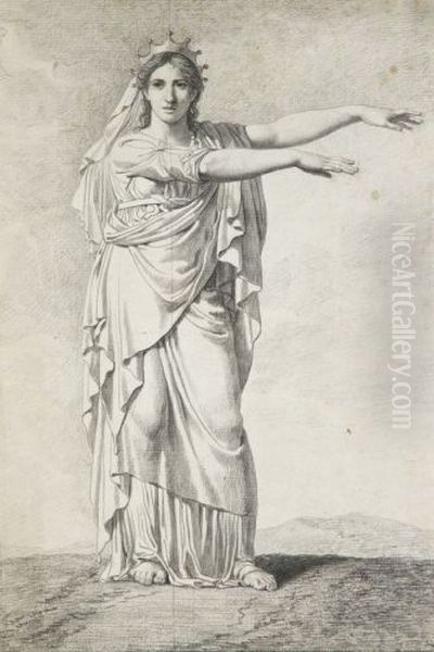 Polyhymnia, Muse of Eloquence Oil Painting by Charles Meynier