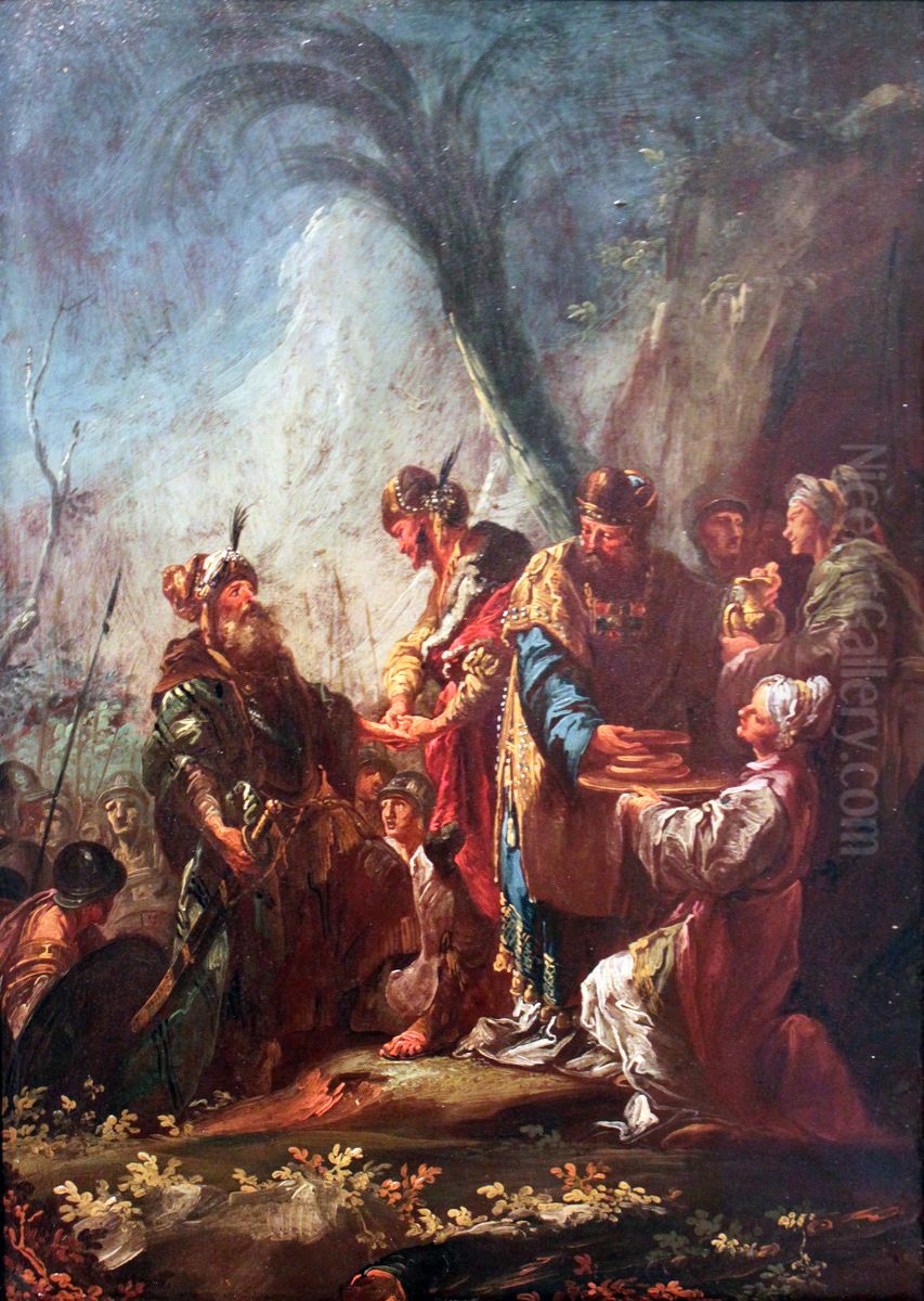 Abraham   and  Melchizedek. Oil Painting by Christian Winck