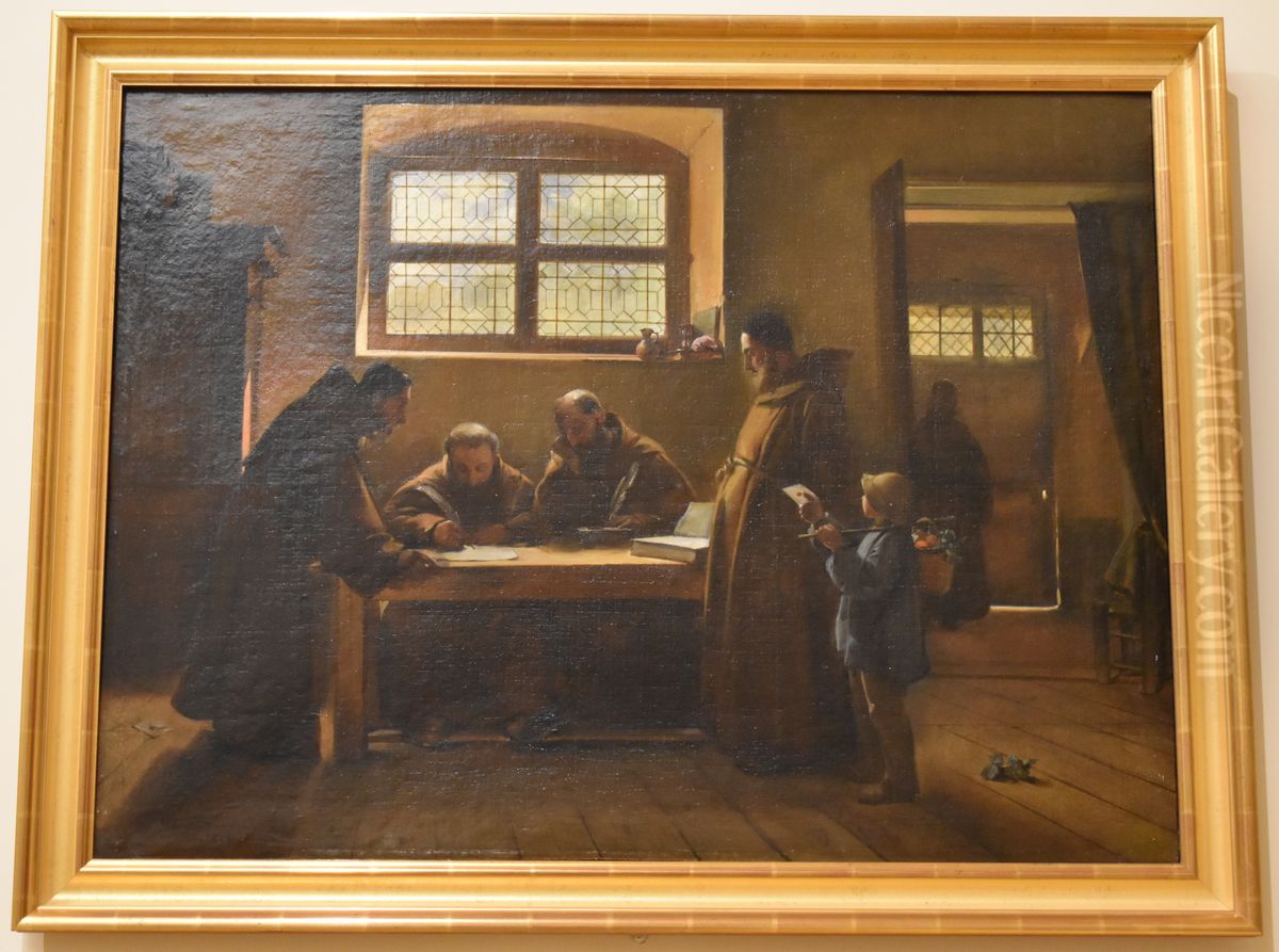Capucins redigeant un ecrit Oil Painting by Francois Marius Granet