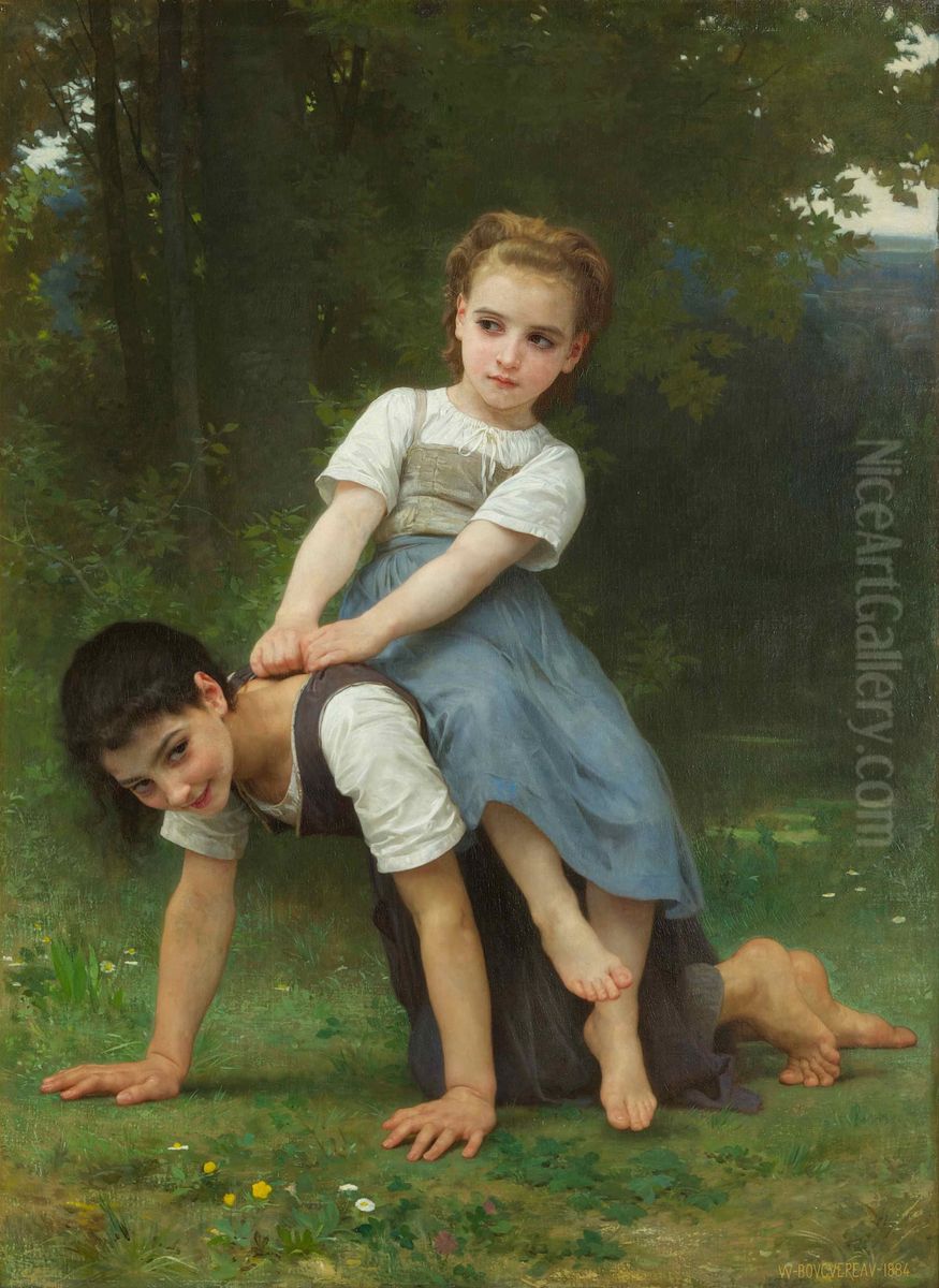 La Bourrique (The Horseback Ride) Oil Painting by William-Adolphe Bouguereau