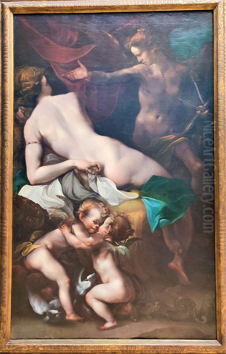 Cupid's Farewell from Psyche Oil Painting by Joseph The Elder Heintz