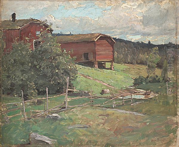 Pastoral landscape Oil Painting by Alfred Bergstrom