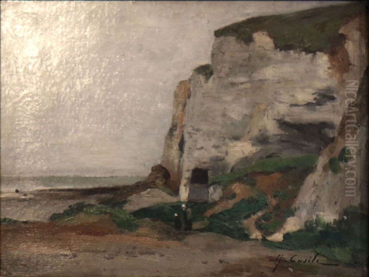 Falaise a Dieppe. Oil Painting by Alfred Casile