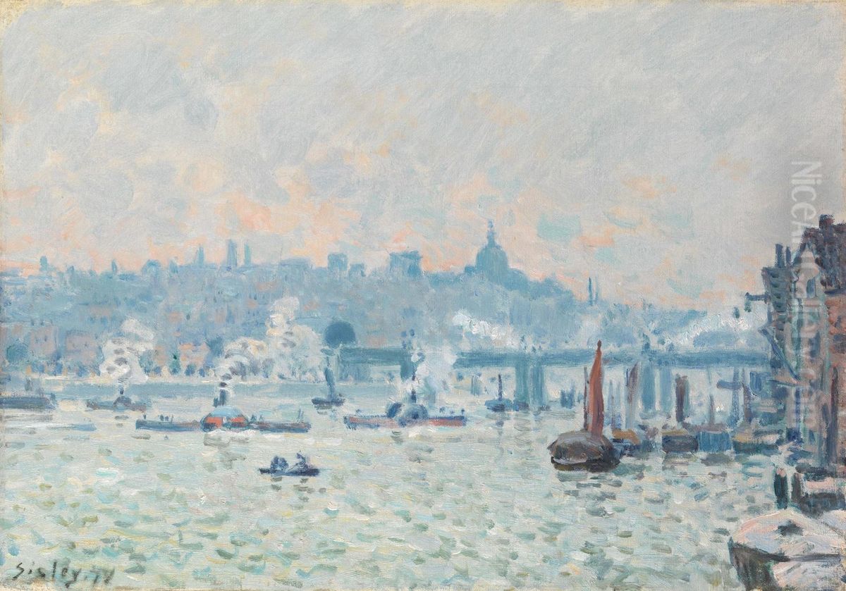 Charing Cross Bridge Oil Painting by Alfred Sisley