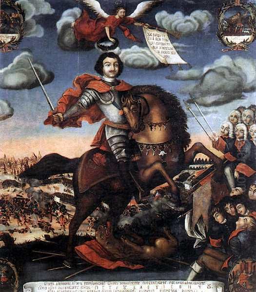 Allegory of the Victory at Poltava. (Apotheosis of Peter I). Oil Painting by Unidentified painter
