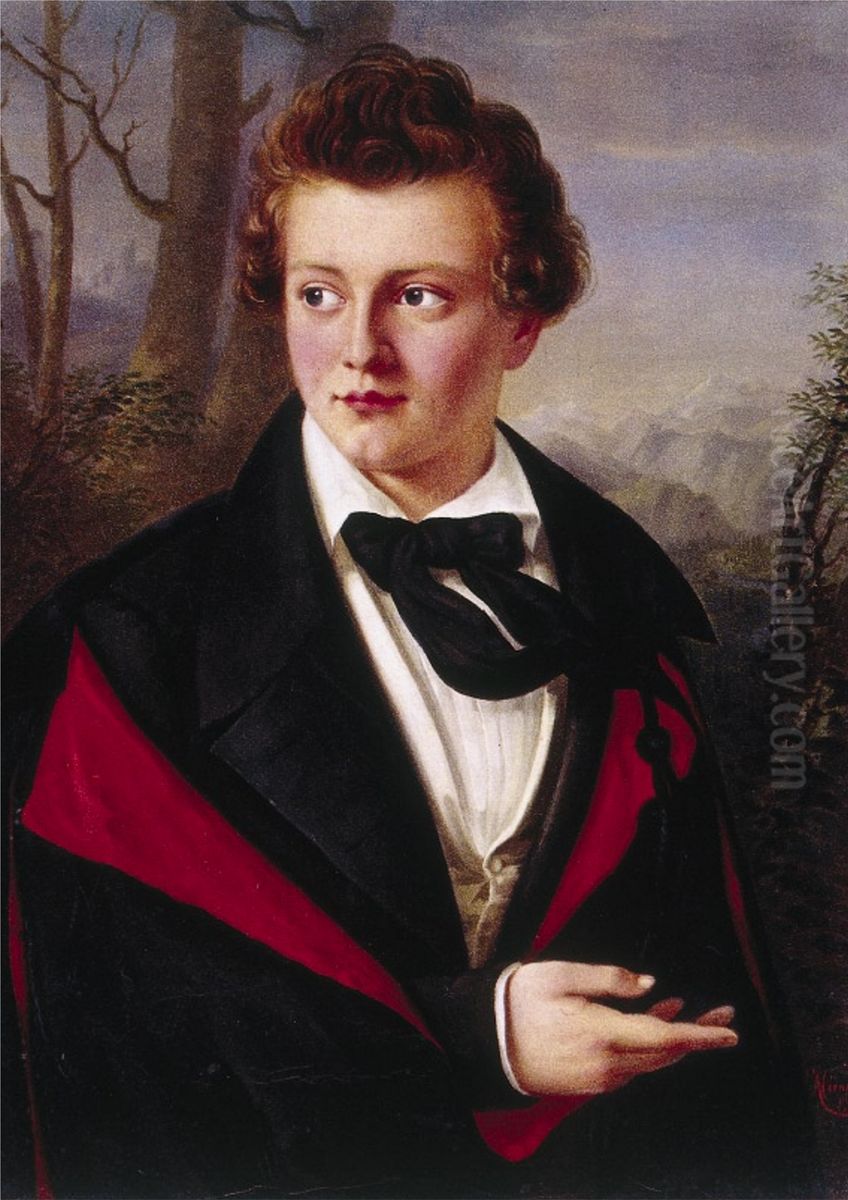 Alfred Escher at the age of 19 Oil Painting by Johann Andreas Hirnschrot