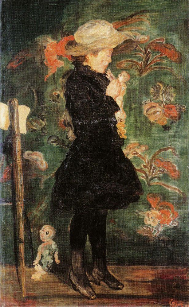 Child with Doll Oil Painting by James Ensor