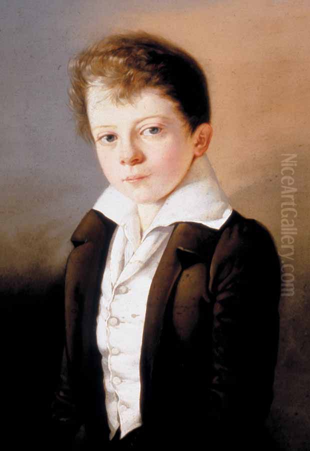 Alfred Escher at the age of 12 Oil Painting by Johann Grund
