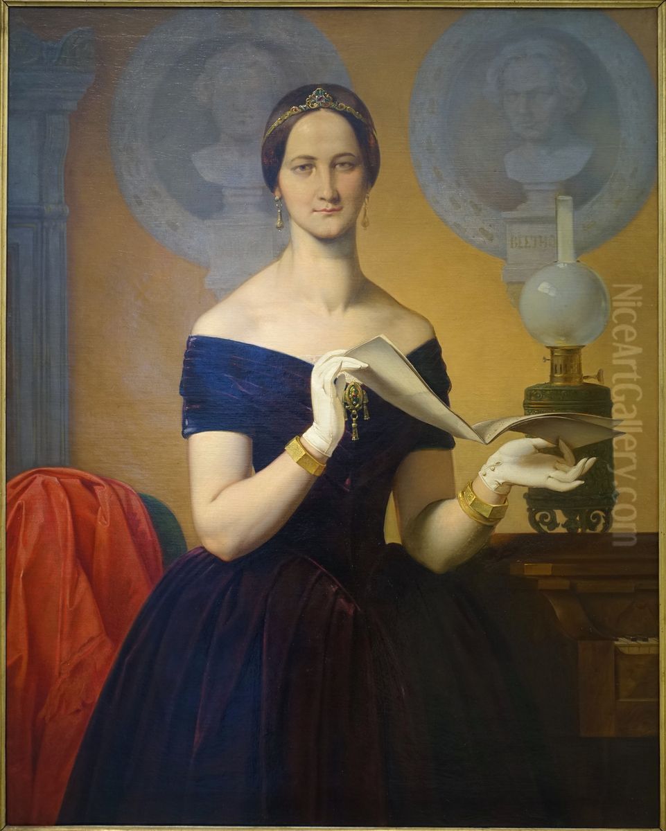 Bildnis der Sangerin Caroline Hetzenecker Oil Painting by Moritz von Schwind