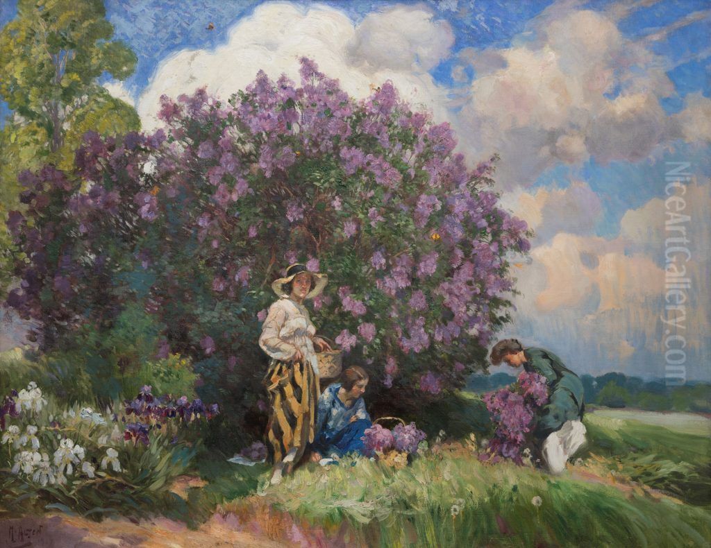 The Striped Skirt Oil Painting by Mathias Alten