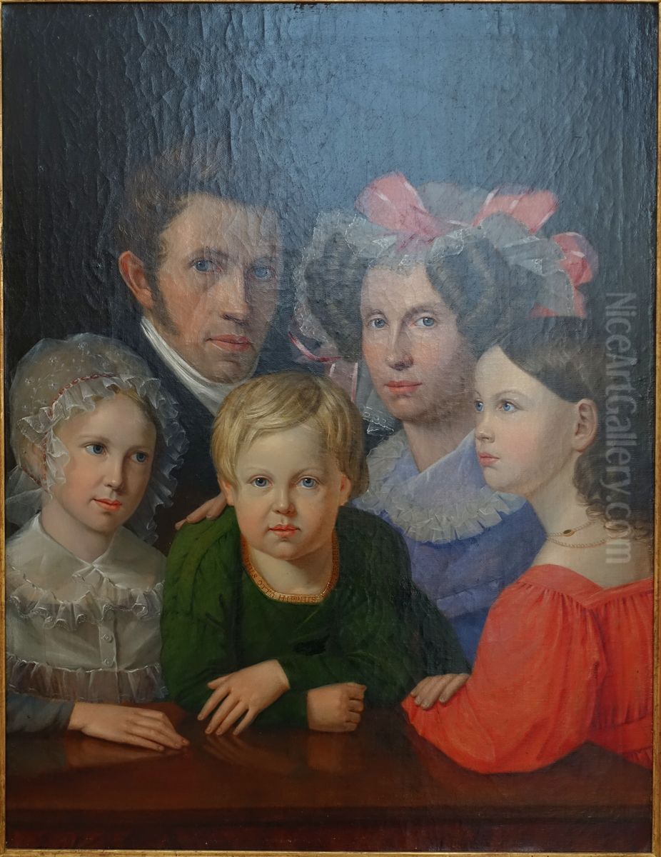 Selbstbildnis mit Familie Oil Painting by Gustav Adolf Hippius