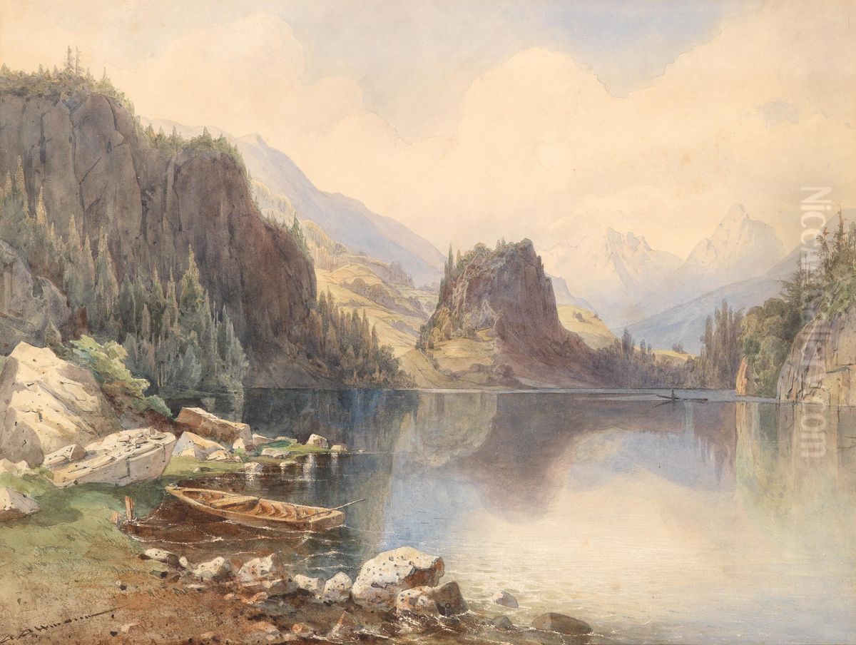 Gebirgssee Oil Painting by Anton Altmann