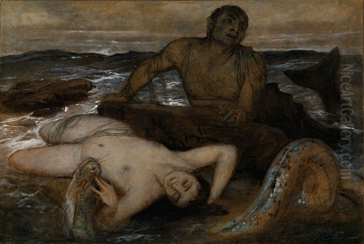 Triton and Nereid Oil Painting by Arnold Bocklin