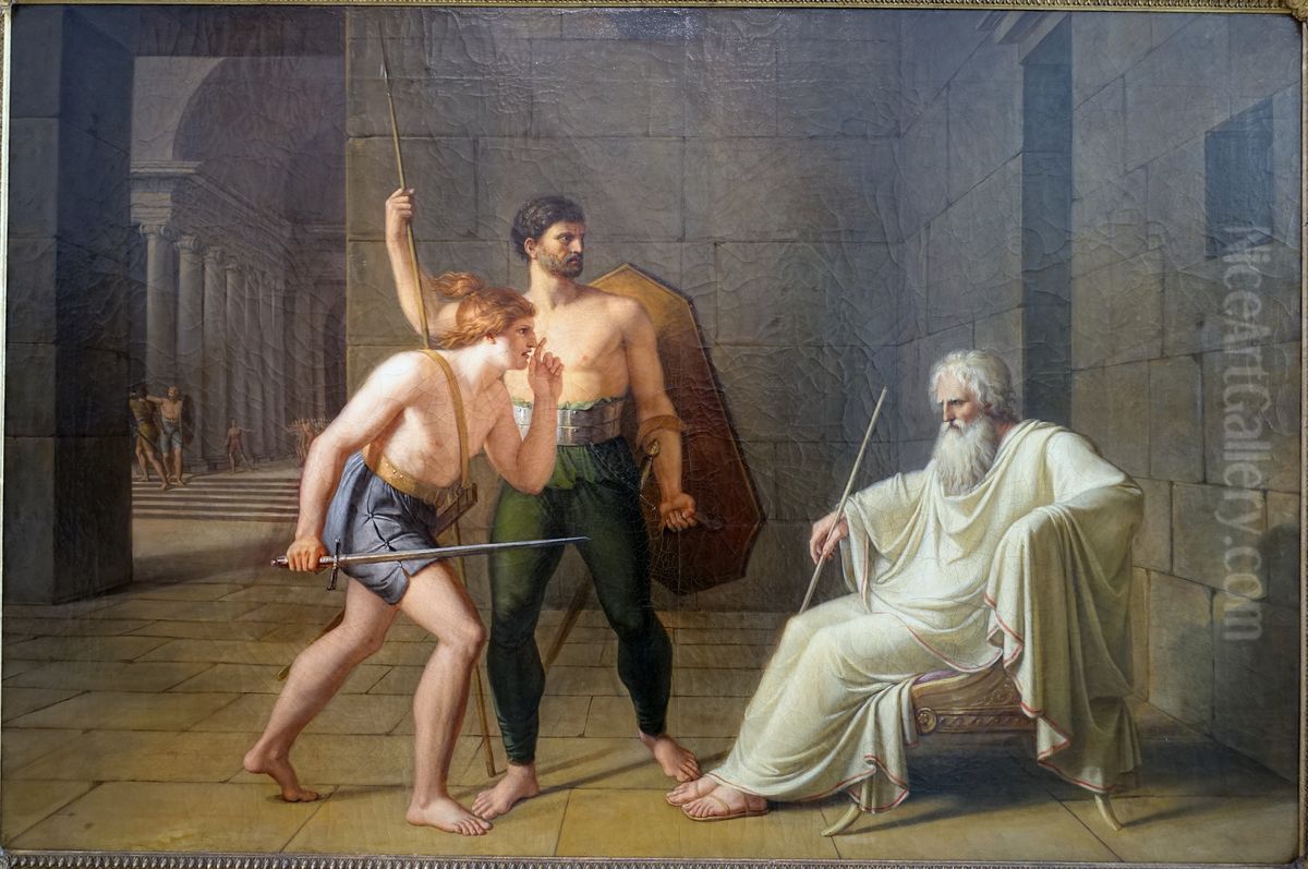 The Death of the Consul Papirius Oil Painting by Philipp Friedrich Von Hetsch