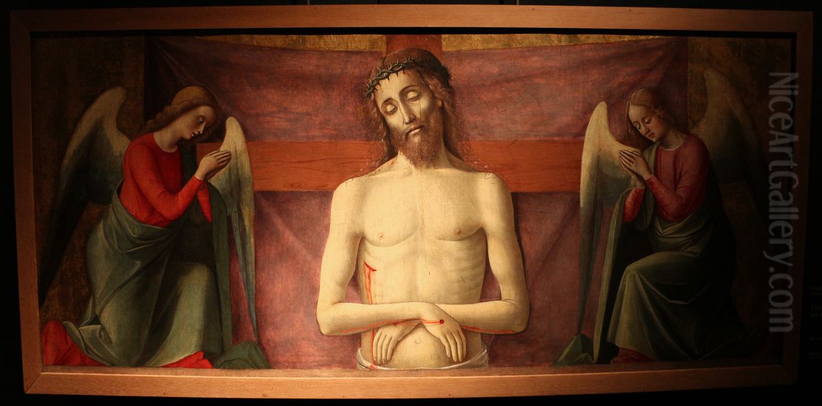 cristo morto nel sepolcro tra due angeli Oil Painting by Alvise Vivarini