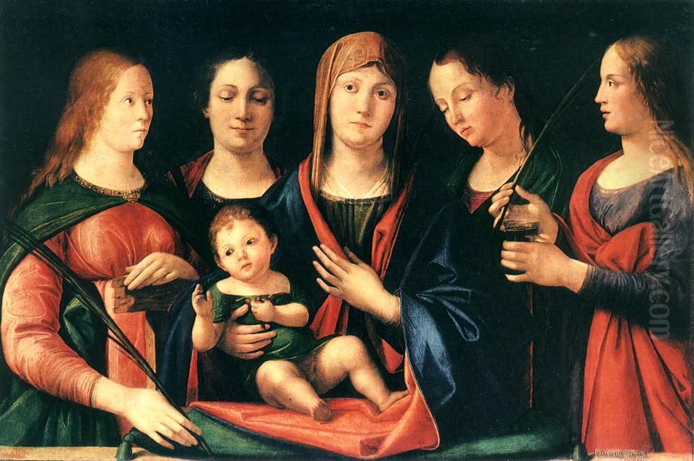 Mary and Child with Sts Mary Magdalene and Catherine Oil Painting by Alvise Vivarini