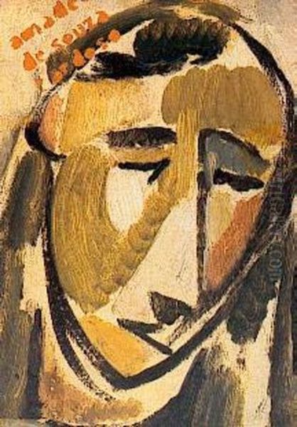 Head Oil Painting by Amadeo De Souza Cardoso