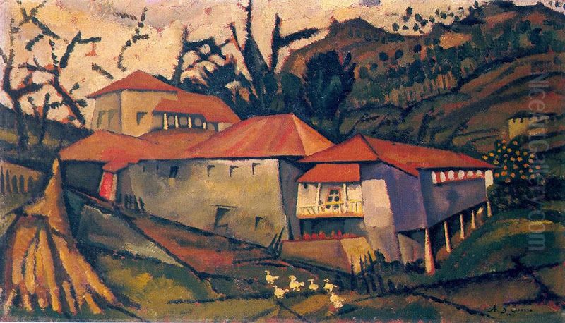 Brook House Oil Painting by Amadeo De Souza Cardoso