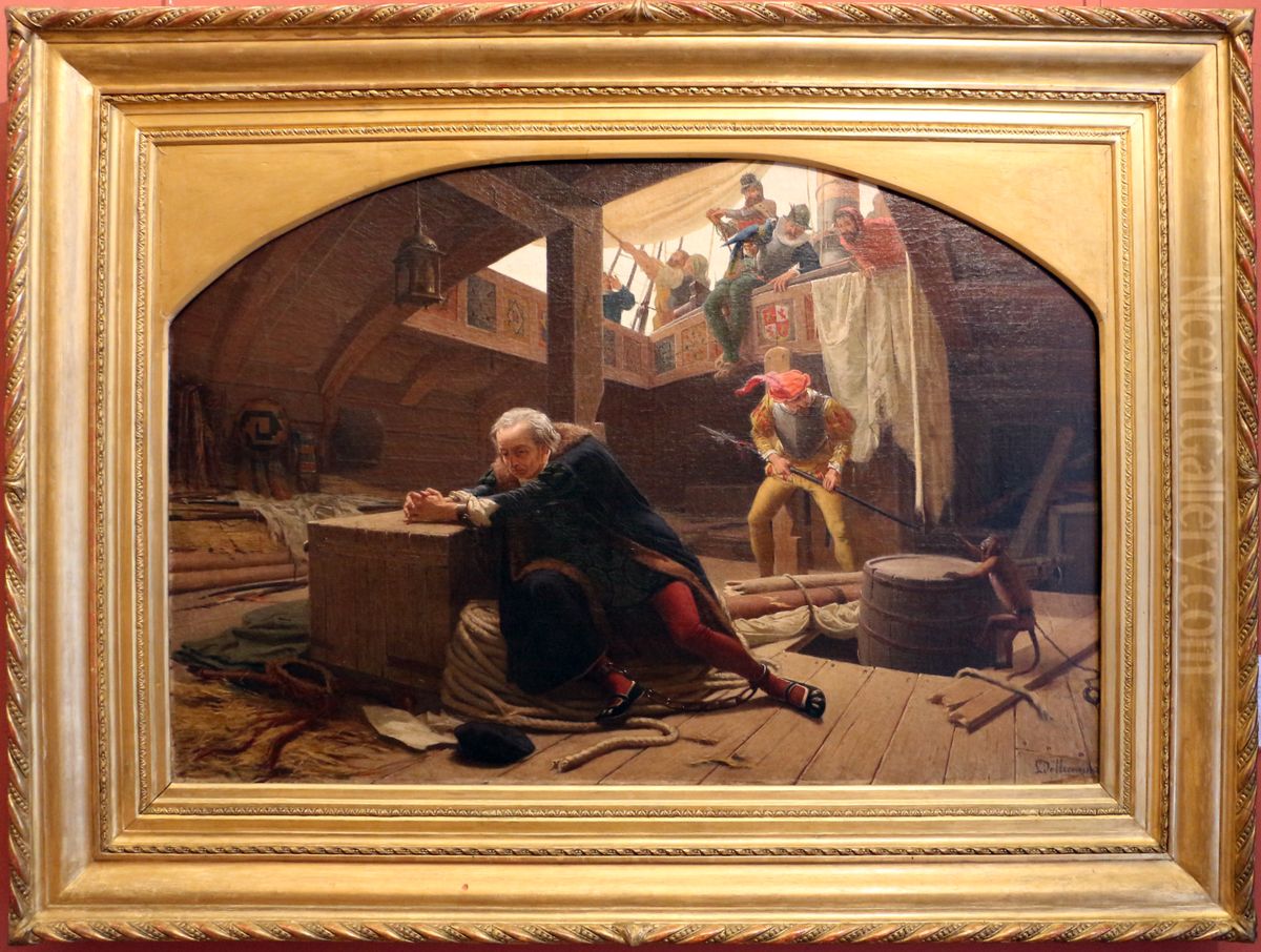 Christopher Columbus returning from the discovery of America Oil Painting by Lorenzo Delleani