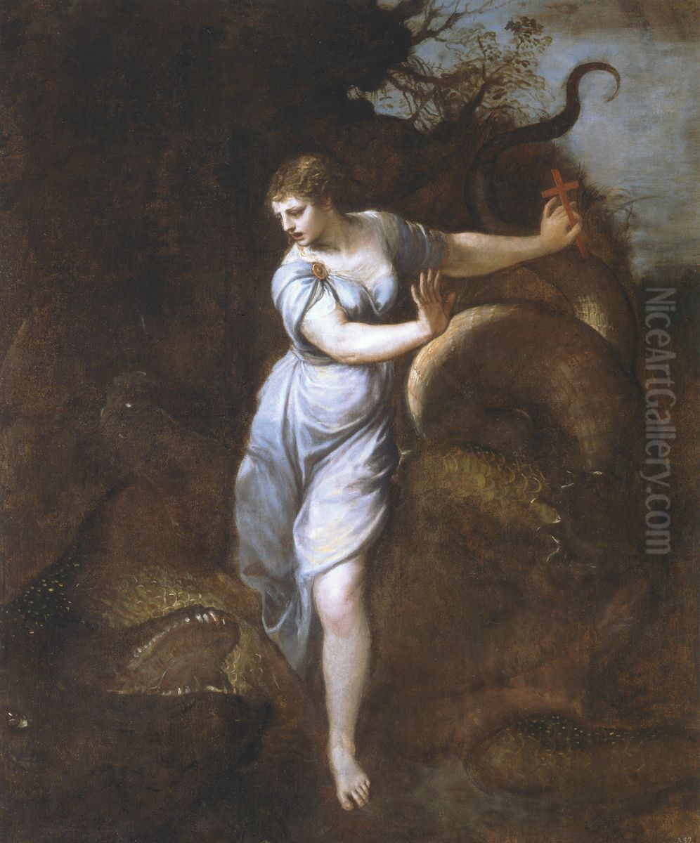 Saint Margaret and the Dragon Oil Painting by Titian