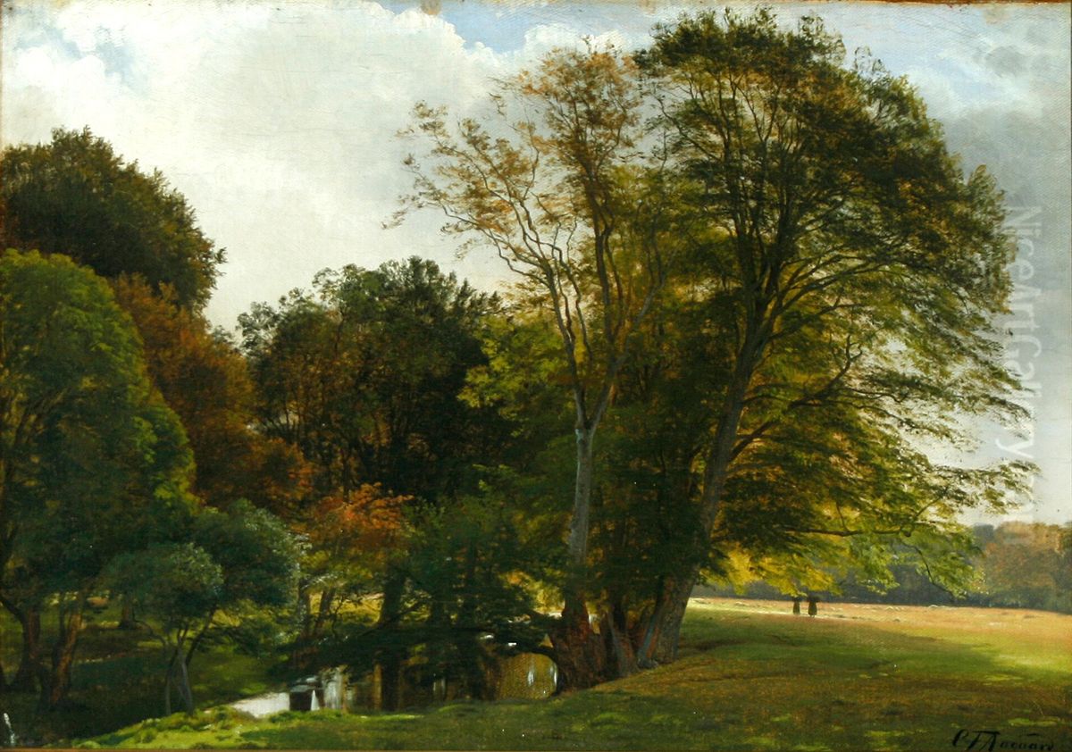 Parti fra Dyrehaven. Oil Painting by Carl Frederik Aagaard