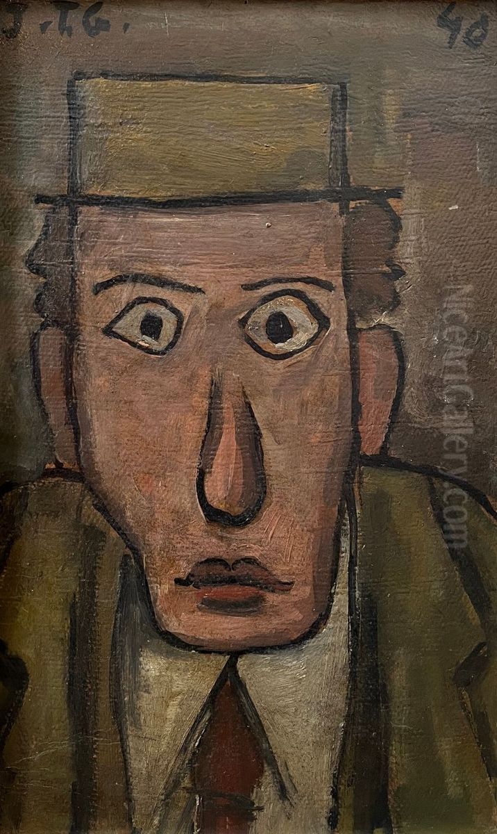 Portrait of a man Oil Painting by Joaquin Torres-Garcia