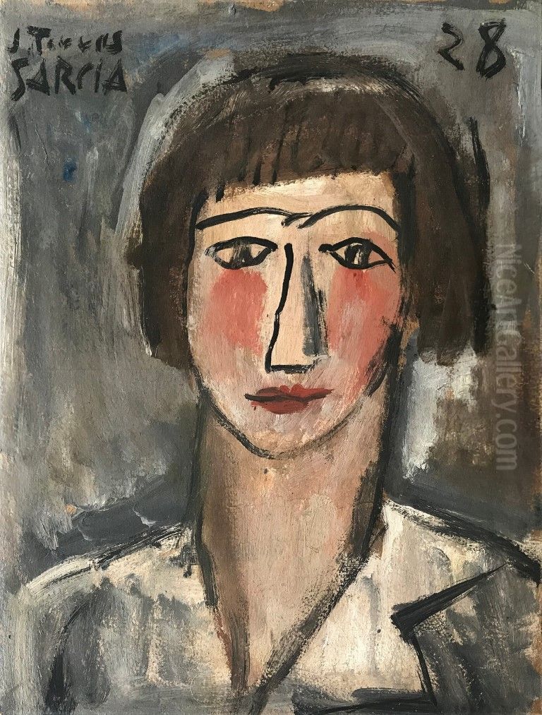 Cabeza de mujer Oil Painting by Joaquin Torres-Garcia