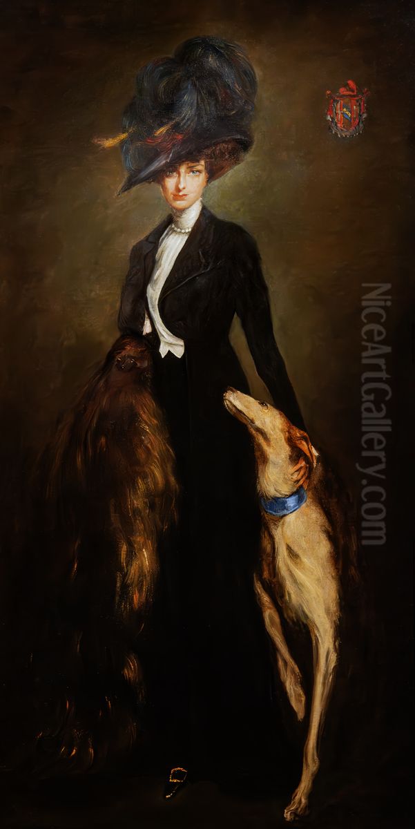 La contessa Anna Morosini Oil Painting by Lino Selvatico