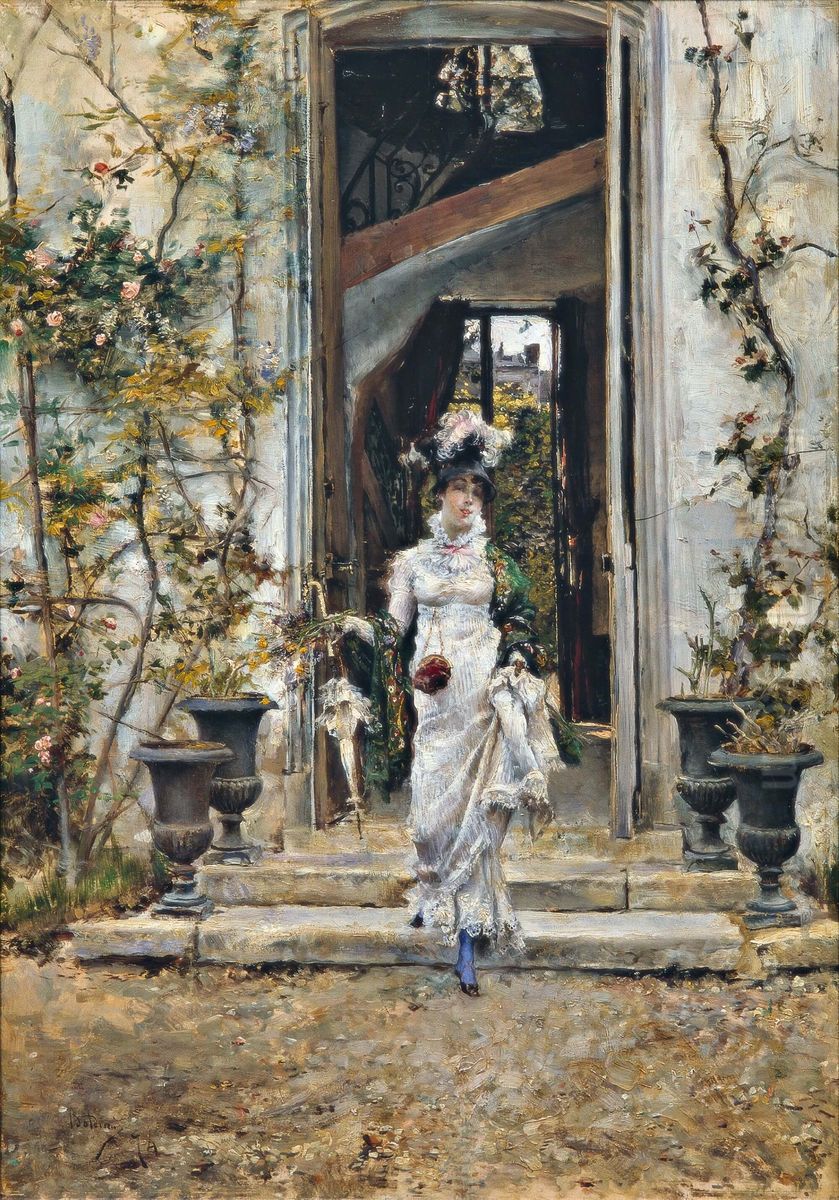 Berthe che esce per una passeggiata Oil Painting by Giovanni Boldini