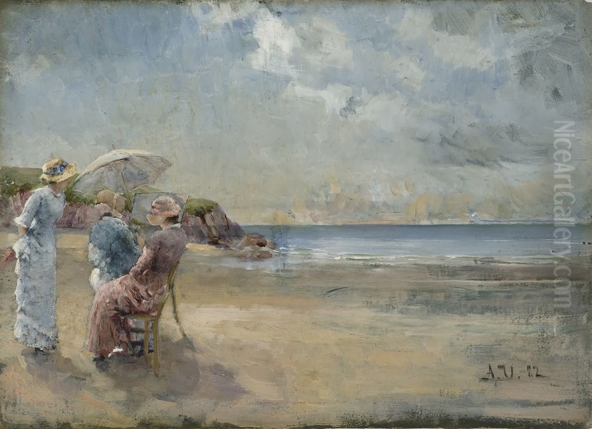 Amelie Lundahl Painting in Brittany Oil Painting by Aukusti Uotila