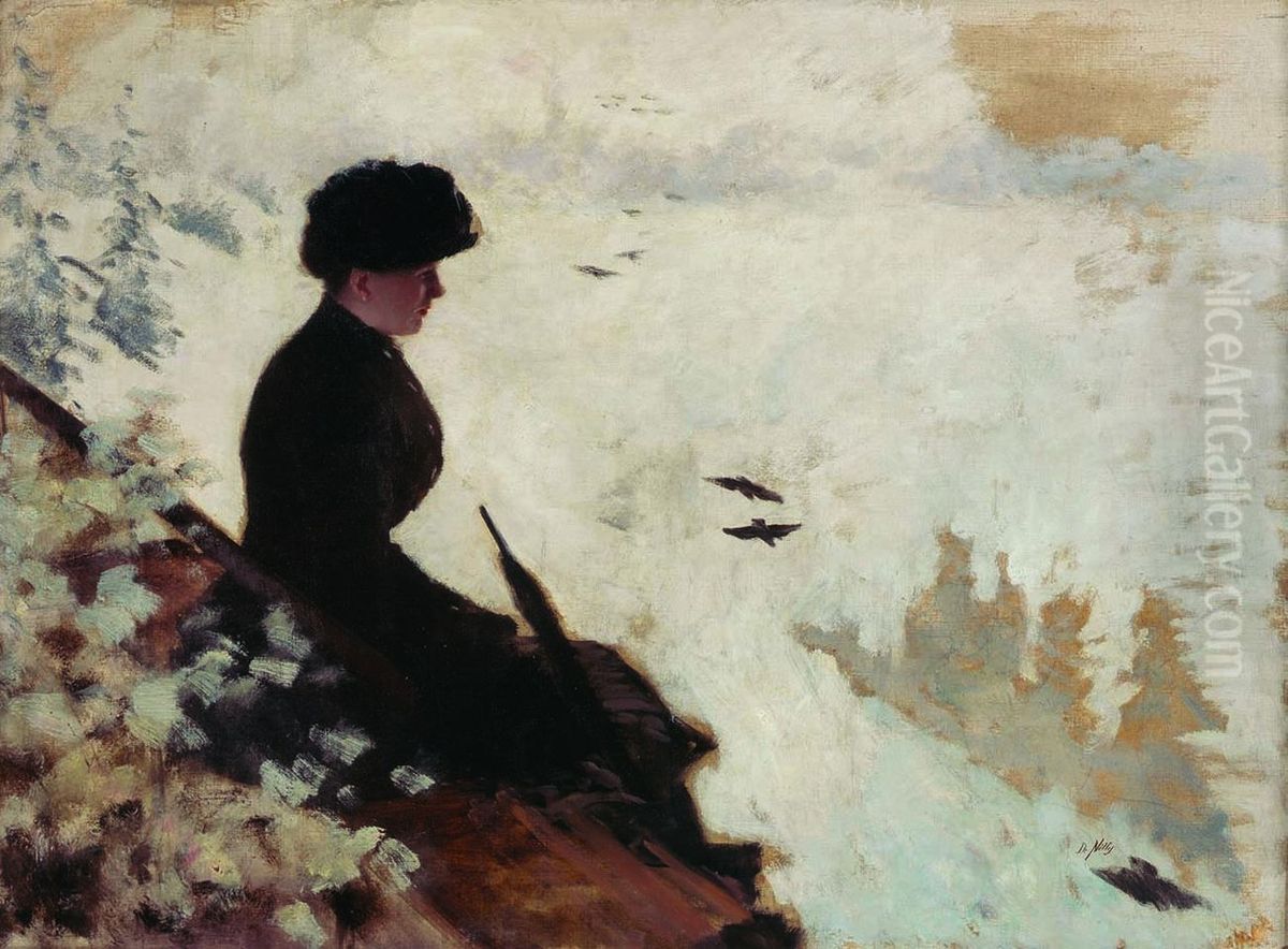 Snow effect Oil Painting by Giuseppe de Nittis