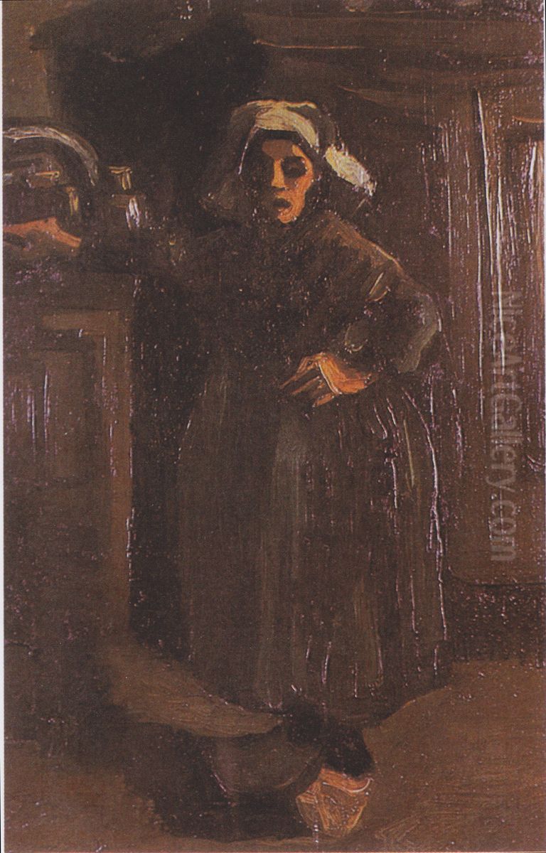 Peasant woman standing in the hallway Oil Painting by Vincent Van Gogh