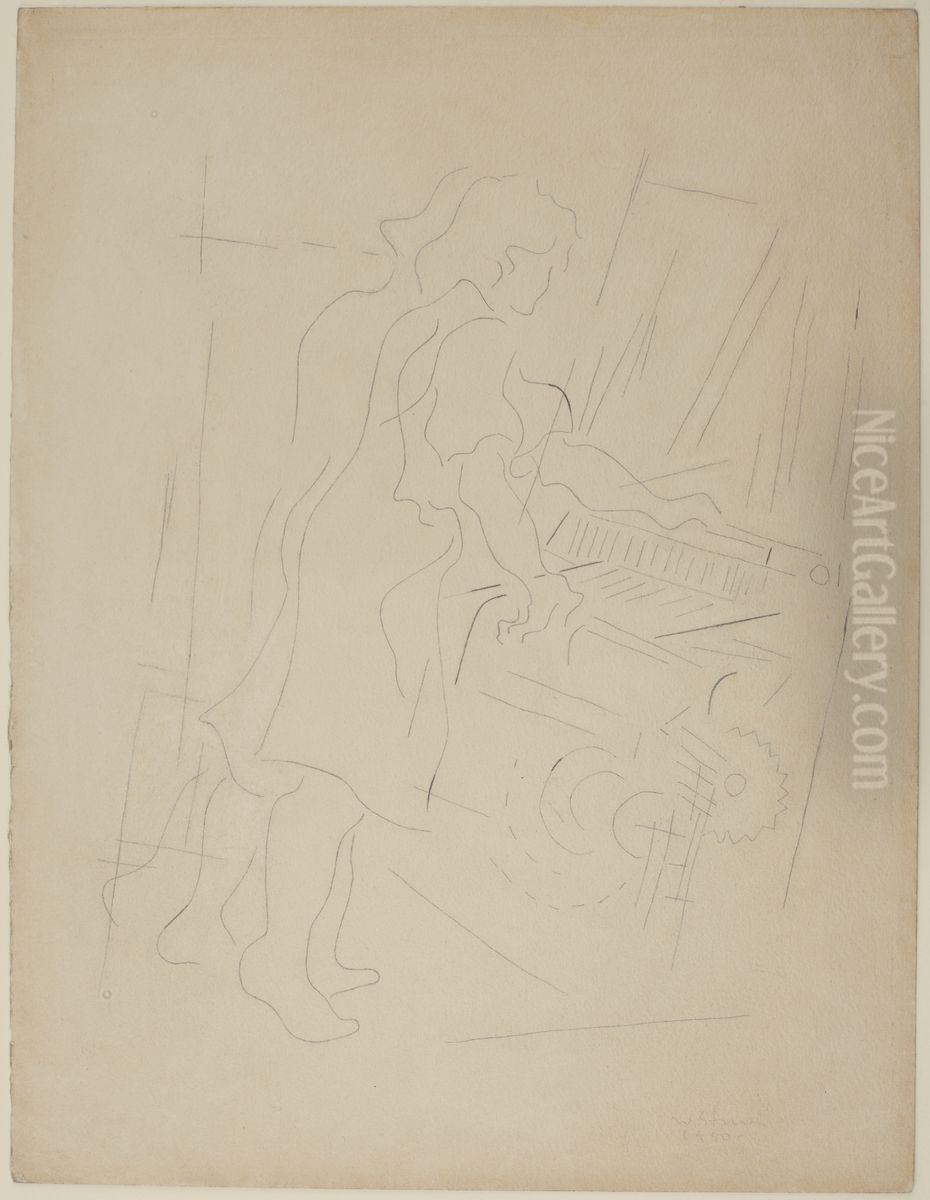 Weaver Oil Painting by Wladyslaw Strzeminski