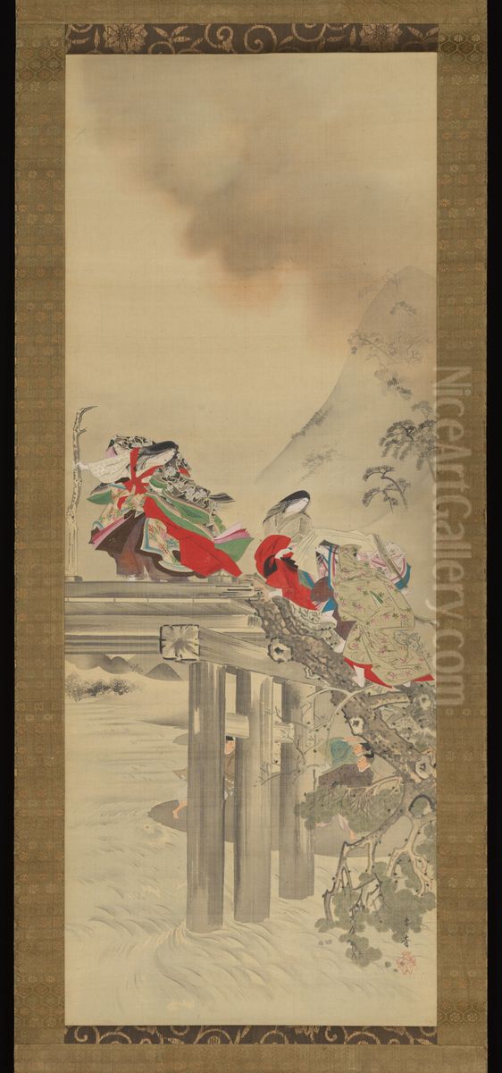 Lady Iga  yi he ju tu  (Iga no tsubone zu) Oil Painting by Kikuchi Yosai