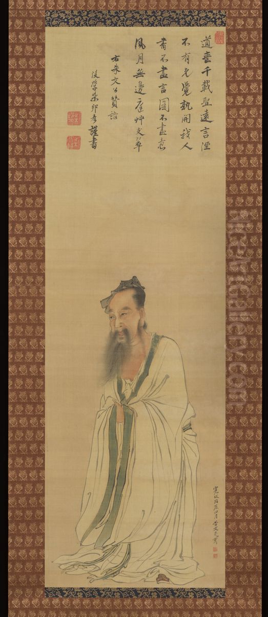 Portrait of Zhu Xi  zhu xi xiang (Shuki zo) Oil Painting by Tani Buncho
